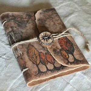Leather journal with Trees image 3