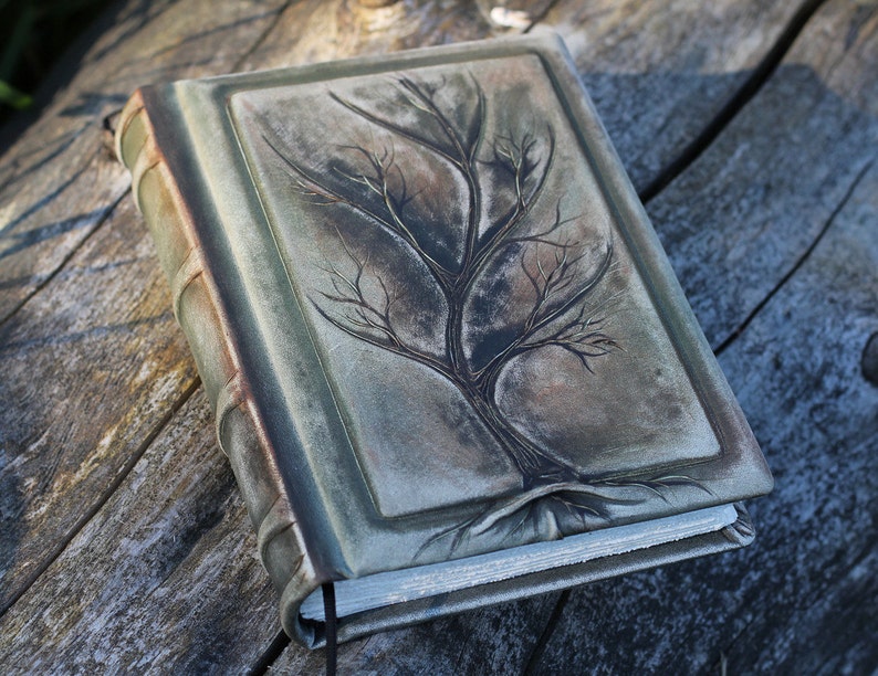 Leather Wedding Guest Book Tree of Life Guestbook Wedding Etsy
