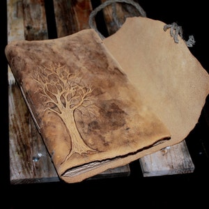 Leather wedding guest book journal Trees of life image 3