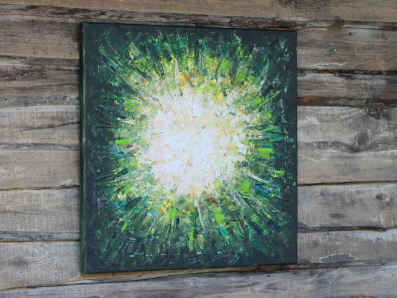 Original Abstract painting Green Forest Sun original painting abstract landscape painting modern wall decor image 3
