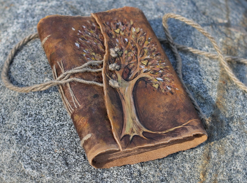 Wedding guest book Tree of Life leather journal weddings bridal shower engagement anniversary 