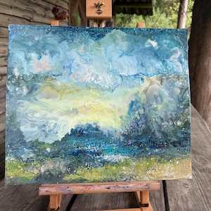 Turbulent Light – Original Encaustic Painting on Waxed Paper, 15.7 x 18.9 inches (40 x 48 cm) – Abstract Wax Art, Modern Wall Decor