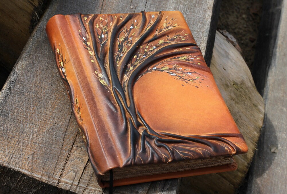 Leather Wedding Guest Book Tree of Life Bridal Shower Etsy