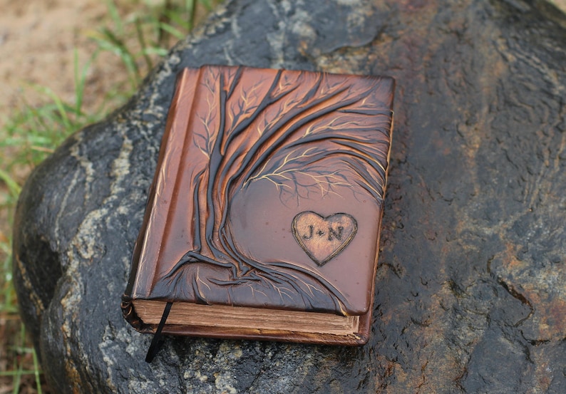 Wedding Guest Book Personalized Leather Journal Tree of life Etsy