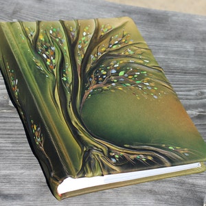 Leather photo album 13x9 with Tree for 300 photos Anniversary gift wedding gift baby shower gift image 1