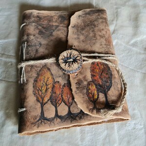 Leather journal with Trees image 6