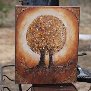Original painting trees of life acrylic painting wedding wall decor tree landscape painting
