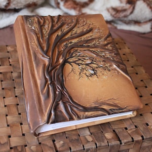 Leather photo album 10 x 7 1/2 with Tree for 200 photos personalized wedding gift image 3