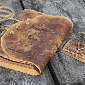 Medieval look personalized leather journal 8,7 x 6,5 inch blank book with brown craft paper