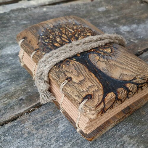 Rustic wood journal shops tree of life with brown craft paper