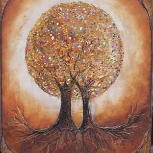 Original painting trees of life acrylic painting wedding wall decor tree landscape painting image 3