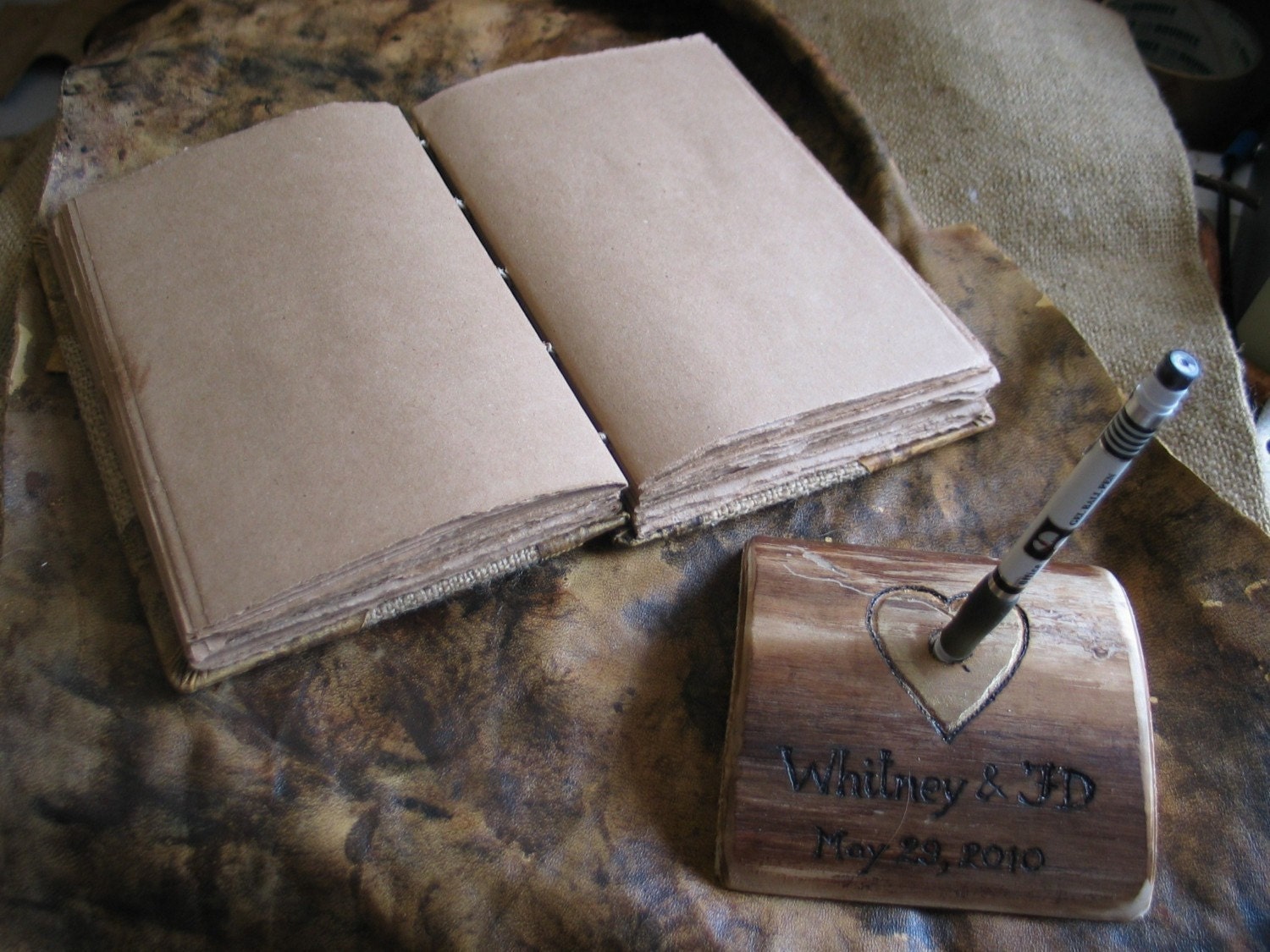 Rustic Wood Pen Holder for Wedding Guest Book Etsy