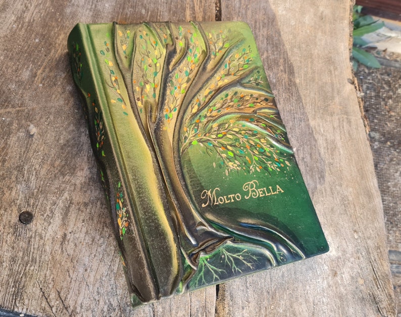 Leather photo album with Tree for 100 photos anniversary birthday gift image 10