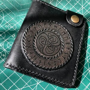 Leder Geldbörse,Herren Geldbörse,Handgemachte Geldbörse,Runen,Wikinger Design,Nayural Leder,Herren Leder Geldbörse,Blaue Geldbörse,Keltischer Stil