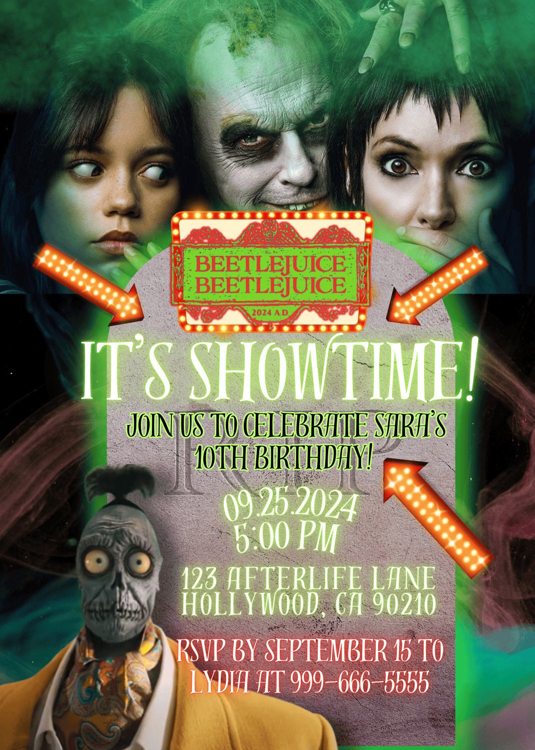 Beetlejuice-themed Party Invitation Canva Template | Editable Digital ...