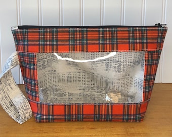 Knitting, Crochet or Embroidery pouch-Small Camping Plaid