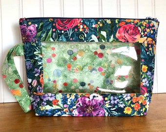 Knitting, Crochet or Embroidery pouch-Small Whatcha Got Watercolor garden