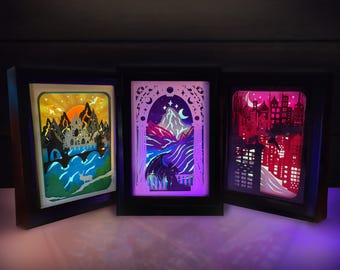Starlight, Moonlight, Pine & Snow LEGACY Editions | Light Box Book Nooks Set of 3 | 3D Shadow Box Bookish Decor for Reader | Unique Gifts