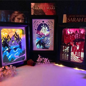 Starlight, Moonlight, Pine & Snow LEGACY Editions / Juego de 3 rincones de libros con caja de luz / Decoración de libros con caja de sombras 3D para lectores / Regalos únicos