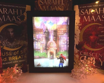 City of Moonlight Backlit Book Nook Picture Box | 3D Shadow Light Box Bookish Decor for Reader | Unique Gift for BookTok Lover Bibliophiles