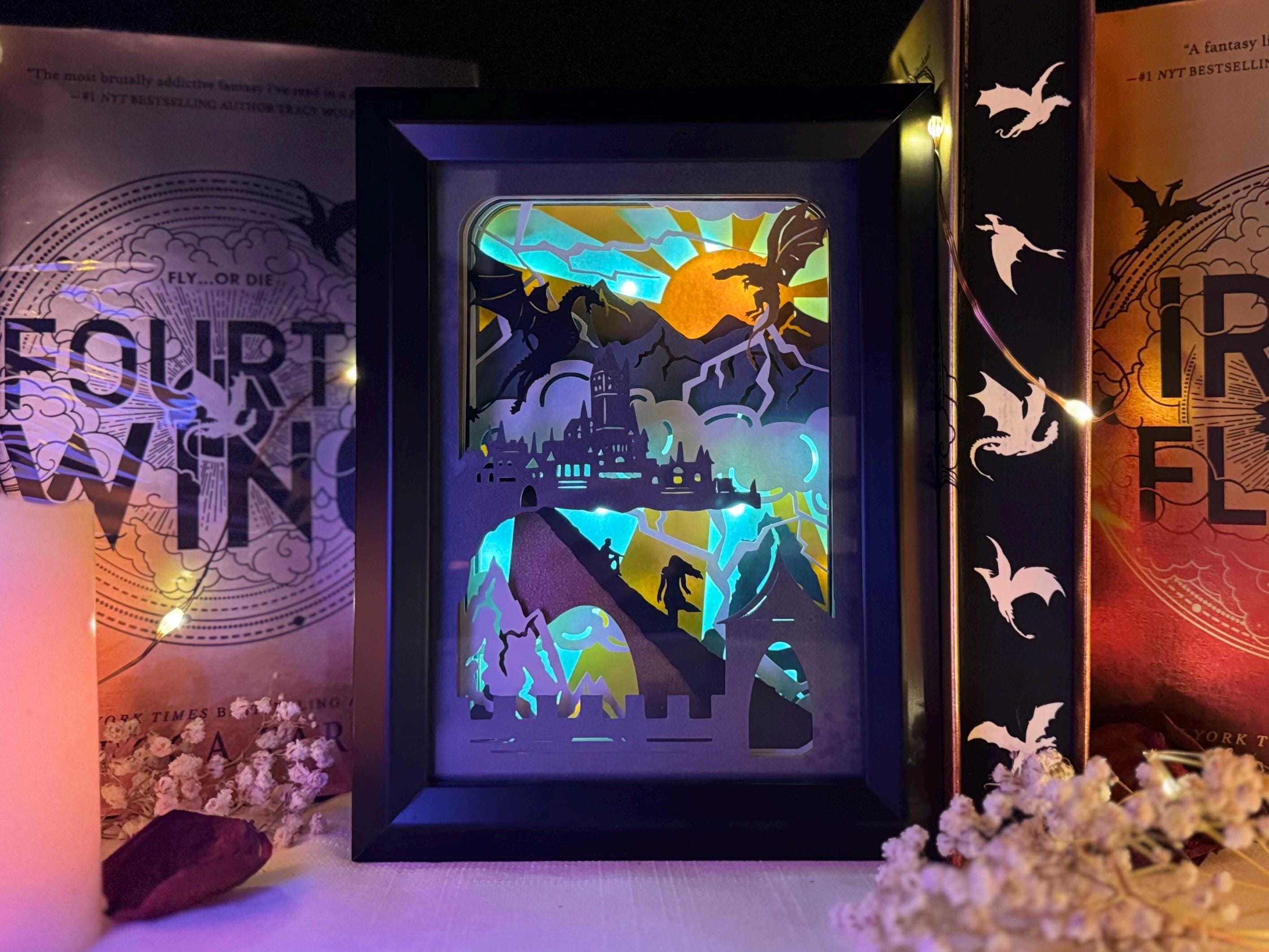 Edición LEGACY de Parapet / Rincón de libros con caja de luz, caja de sombras 3D de Dragon Book Fantasy, decoración literaria para lectores / Regalo único para amantes de BookTok