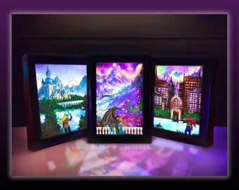 Romantasy Book Nook Gift Bundle Set by FaebleBound | Light Box Painting, Library Bookshelf Fantasy Decor Gift for Readers