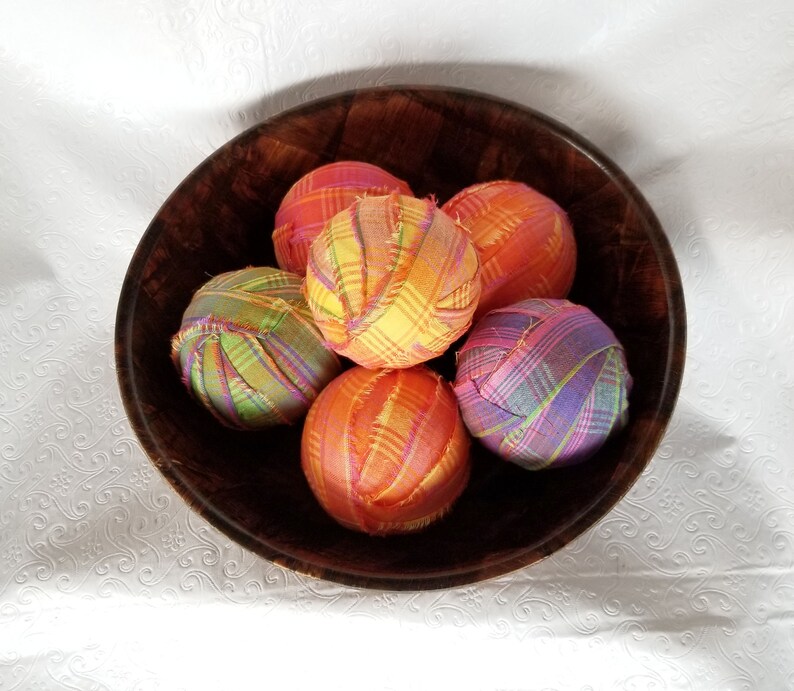 Set of 6 Bright Plaid Bowl Fillers Cheerful Spring / Summer Etsy