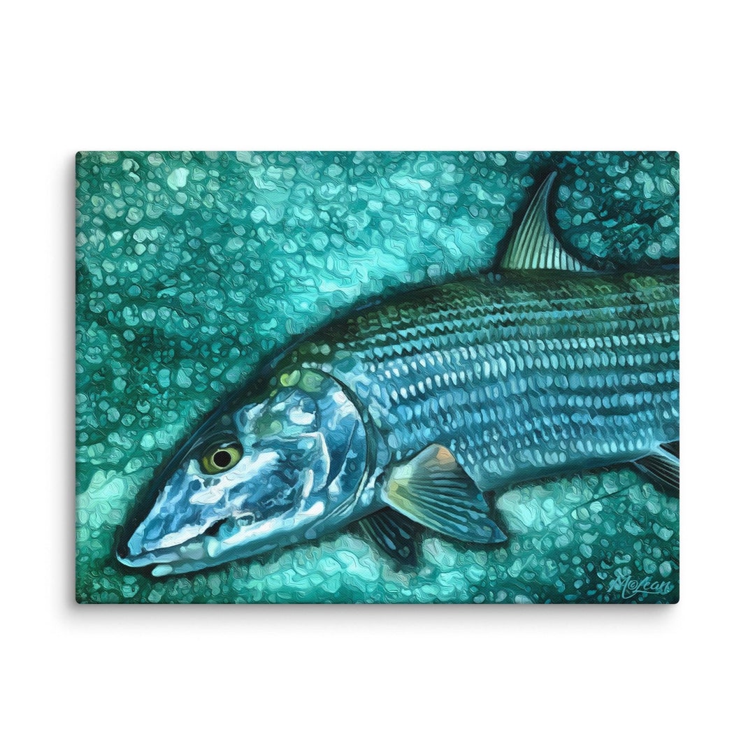 BONEFISH Fine Art Canvas Giclee Print - Florida Fishing Gift, Coastal ...