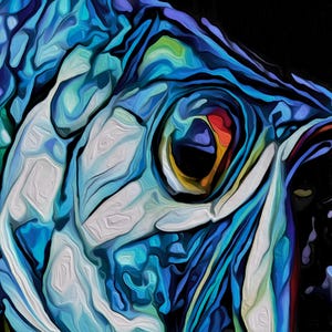 TARPON Tropical Fine Art Canvas Giclee Fish Print -Florida Keys Everglades Saltwater Gift For Men Women,Coastal Cottage Home Decor Wall Sign