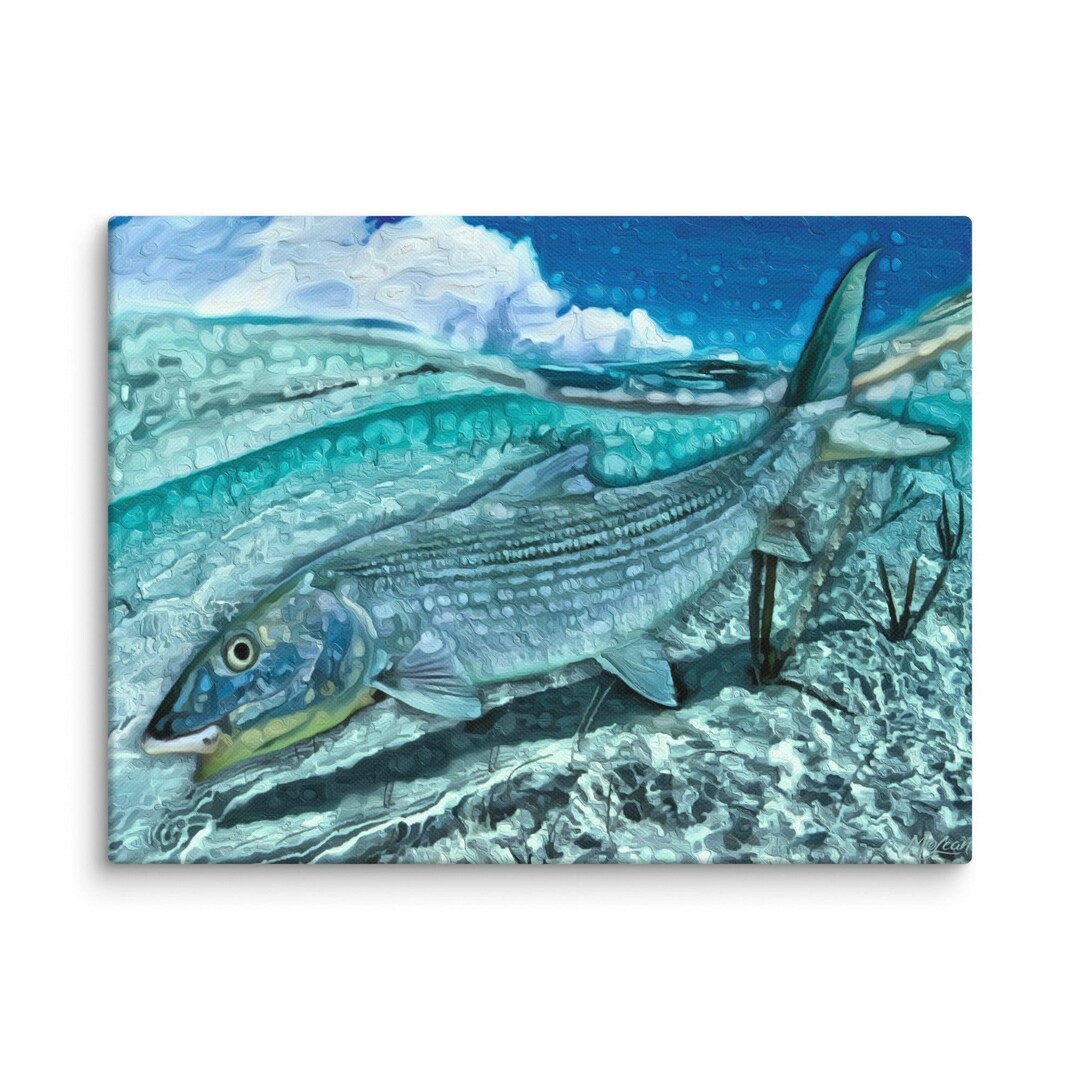 BONEFISH Fine Art Canvas Giclee Print - Florida Everglades Fish Gift ...