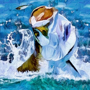 TARPON Fine Art Canvas Giclee Fish Print - Florida Keys Everglades Saltwater Gift For Men Women, Coastal Cottage Home Decor Wall Art Sign