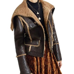 Blouson aviateur bomber B3 en cuir pour femme - Blouson motard en fourrure d'hiver en cuir de mouton véritable fait main - Blouson élégant en fausse fourrure