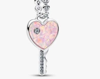 Hartsleutelhanger bedel voor armband of ketting Zilver, kettinghanger, kersthandgemaakt, cadeau voor haar, reishanger