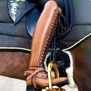 Lange paardrijlaarzen - echte leren overknee laarzen - stijlvolle lange hoge laarzen - paardensportschoenen - leren pololaarzen