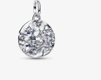 Cherry Blossom Talisman Charm for Bracelet or Necklace Silver, Necklace Pendant, Christmas Handmade, Gift for Her, Travel Pendant
