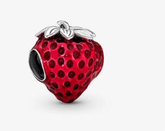 Jordgubbs- och fruktberlock för armband eller halsband i silver, halsbandshänge, handgjort till jul, present till henne, resehänge