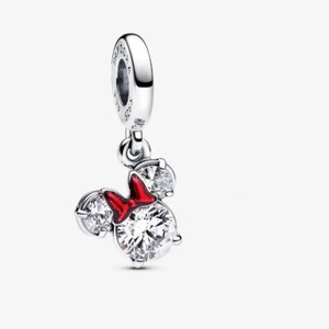 Pandora Minnie Mouse Silhuett Berlock för Armband eller Halsband Silver, Halsbandshänge, Julklapp, Present till Henne, Resehänge bild 4