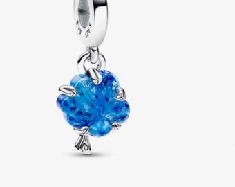 Blauw muranoglas stamboom bedel voor armband of ketting zilver, ketting hanger, kerst handgemaakt, cadeau voor haar, reishanger