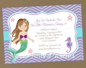 DIY Printable Mermaid Birthday Invitation and Party Printables Package