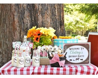 DIY Printable Modern Farm Birthday Party Package - Modern Farm invitation and printable decorations