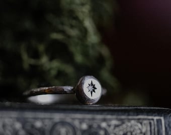 Recycled Sterling Silver North Star Ring, Dainty Stacking Ring