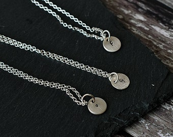 Sterling silver Initial necklace  - Personalized necklace - Letter necklace - Gift for a friend - Friendship necklace - Tiny disc necklace