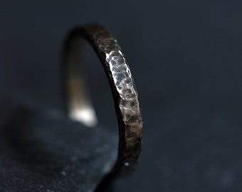 Mens ring - Mens cadeau- Unisex ring -Getextureerd antiek effect - Gepatineerd - Geoxideerd sterling zilver -Alledaags stuk - Cadeau