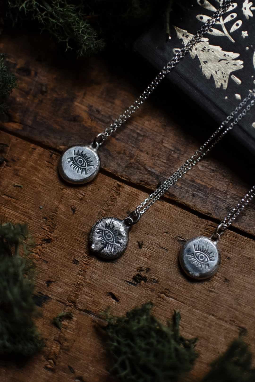 Recycled silver evil eye necklace uk, silver evil eye, evil eye charm, protection necklace, silver eye pendant