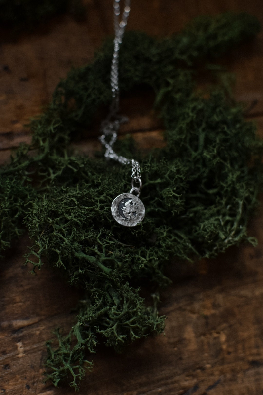 Handmade Recycled Sterling Silver Moon Necklace, Celestial Pendant - Etsy