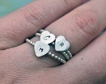 Personalised dainty initial ring