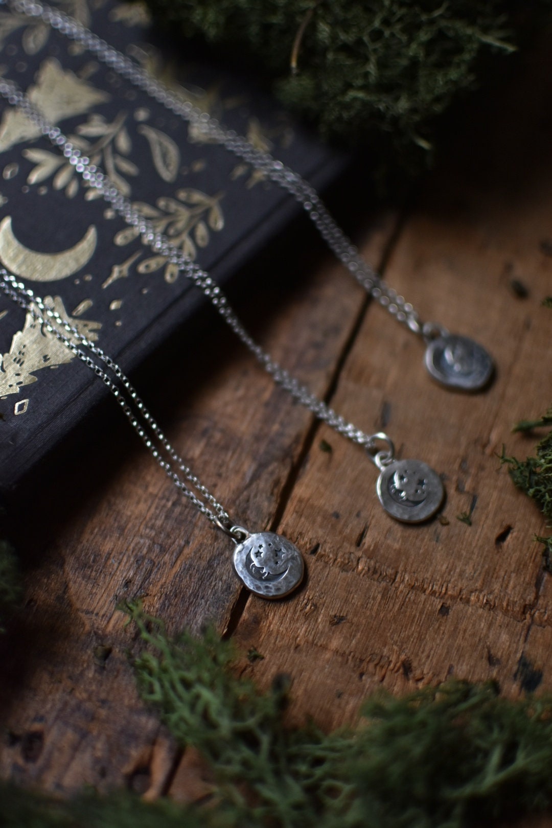 Handmade Recycled Sterling Silver Moon Necklace, Celestial Pendant - Etsy