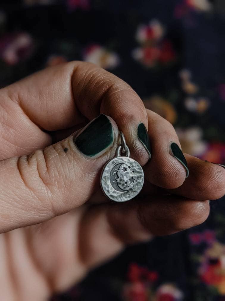 Handmade Recycled Sterling Silver Moon Necklace, Celestial Pendant - Etsy