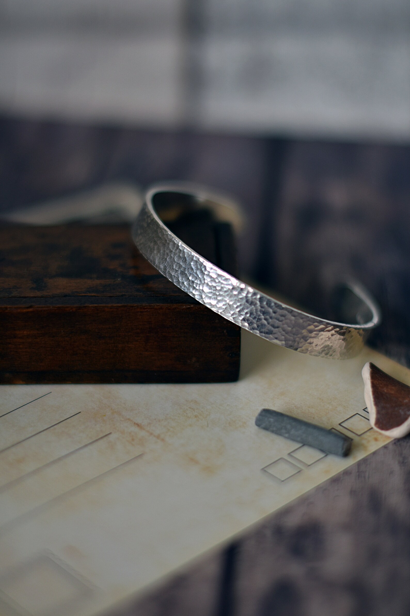 Mens Hammered Cuff Bracelet Made of Eco Silver Personalised Etsy