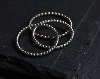 Sterling silver stacking delicate beaded stacking ring